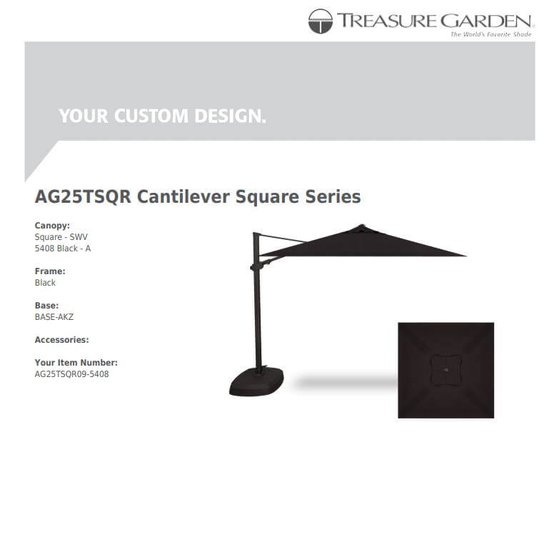 Treasure Garden AG25 Cantilever 10' Square | Wicker Land Patio 