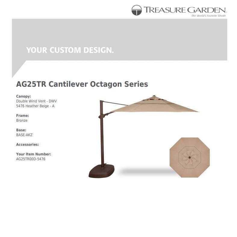 Treasure Garden AG25 Cantilever 11.5' Octagon | Wicker Land Patio 