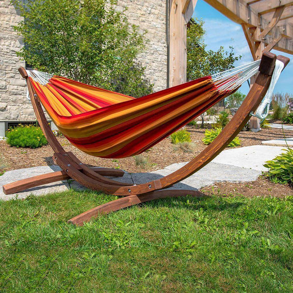 Double Sunbrella® Hammock with Solid Pine Stand | Wicker Land