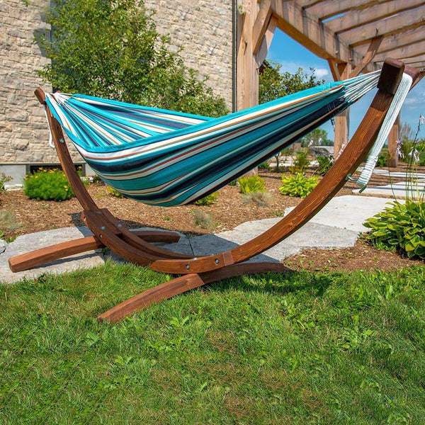 Double Sunbrella® Hammock with Solid Pine Stand | Wicker Land